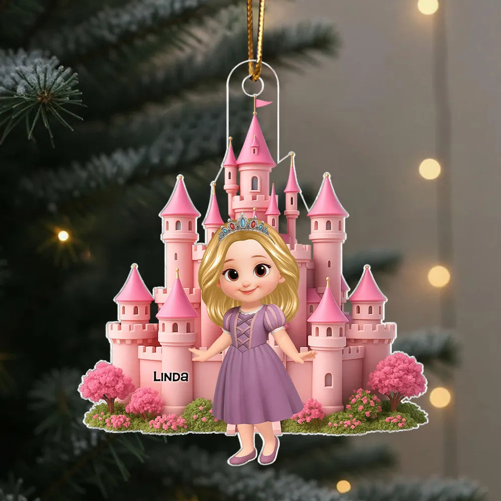 Princess Castle Acrylic Ornament – Personalized Christmas Gift for Little Girls