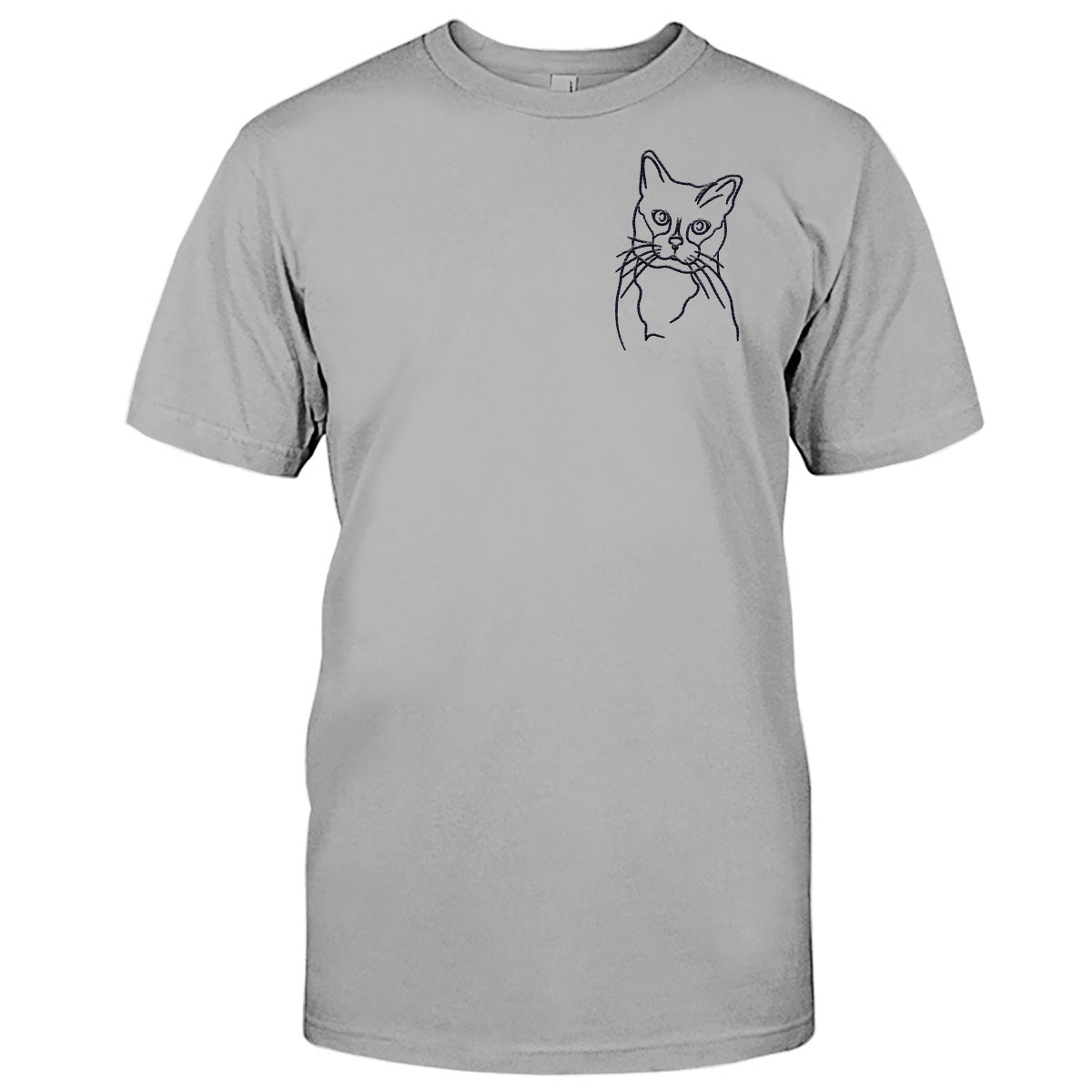Custom Line Art - Personalized Cat Embroidered T-shirt