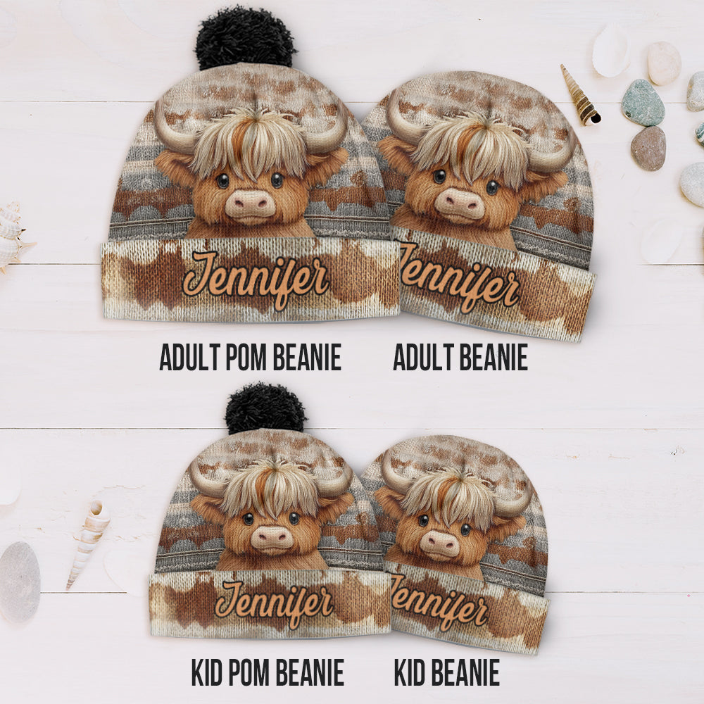 Cute Highland Cow - Personalized Highland Cow Beanie Hat
