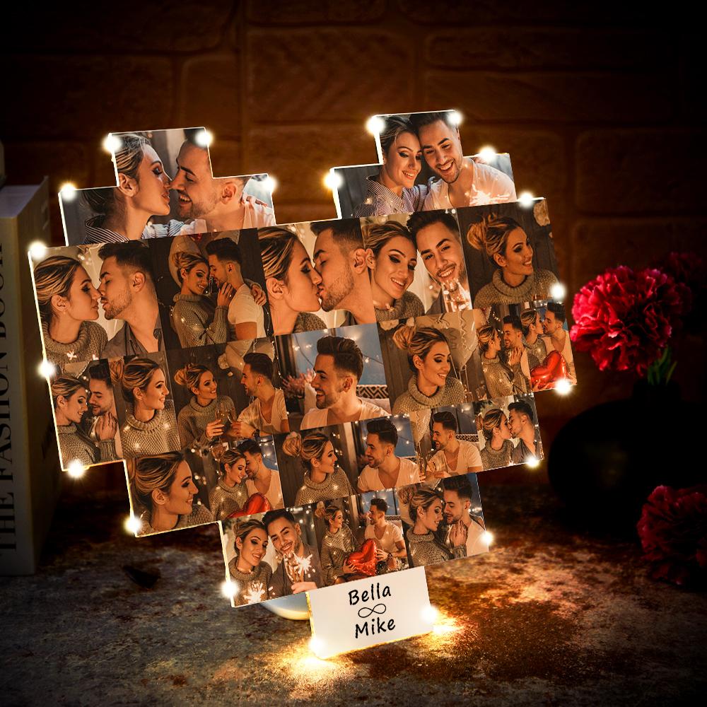 Custom Heart Photo Lamp - Personalized Couple Lamp