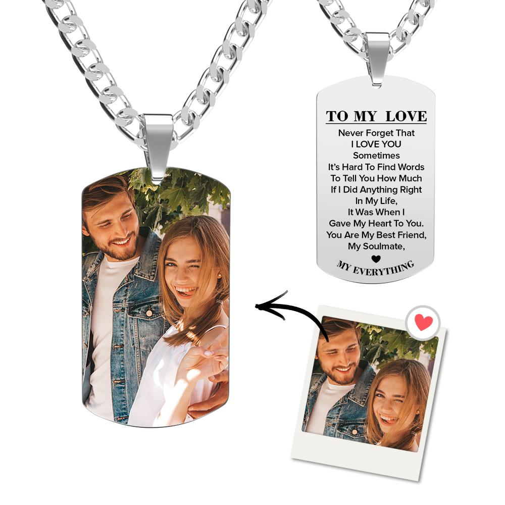 I Love You - Personalized Couple Steel Dog Tag Picture Necklace