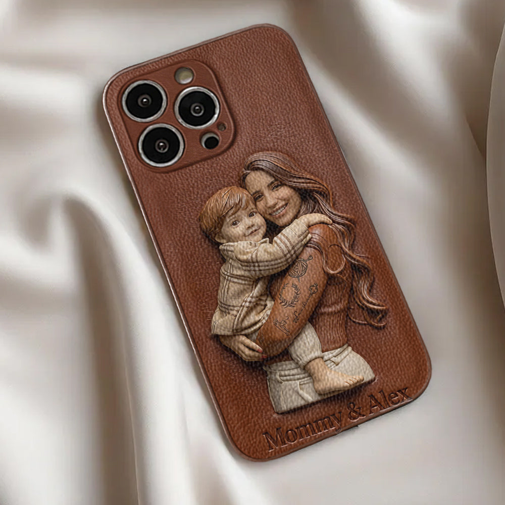 Custom Any Photo Gift For Mom, Grandma - Personalized Mother Leather Phone Case