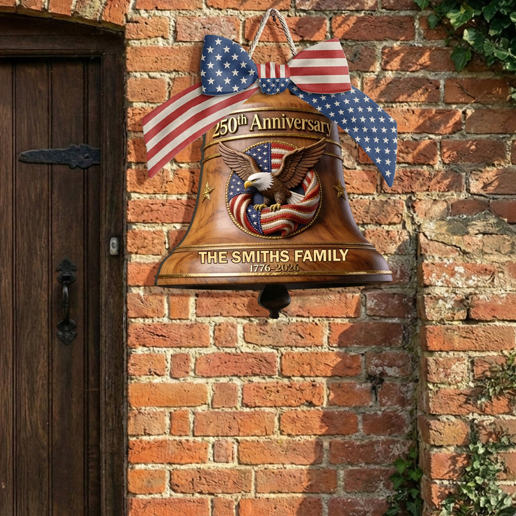 250th Anniversary - Personalize Patriot Shaped Wood Sign With Sash