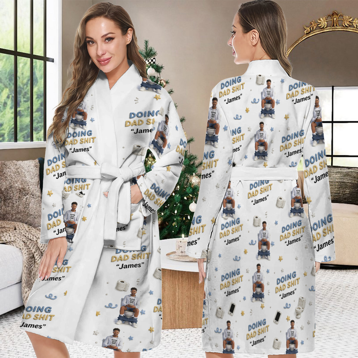 Doing Dad Sh*t - Personalized Father Pajama Kimono Robe