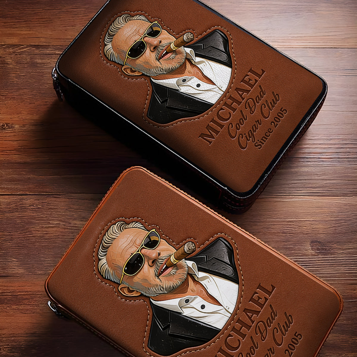 Dad Loves Cigars - Personalized Father Travel Cigar Humidor Case