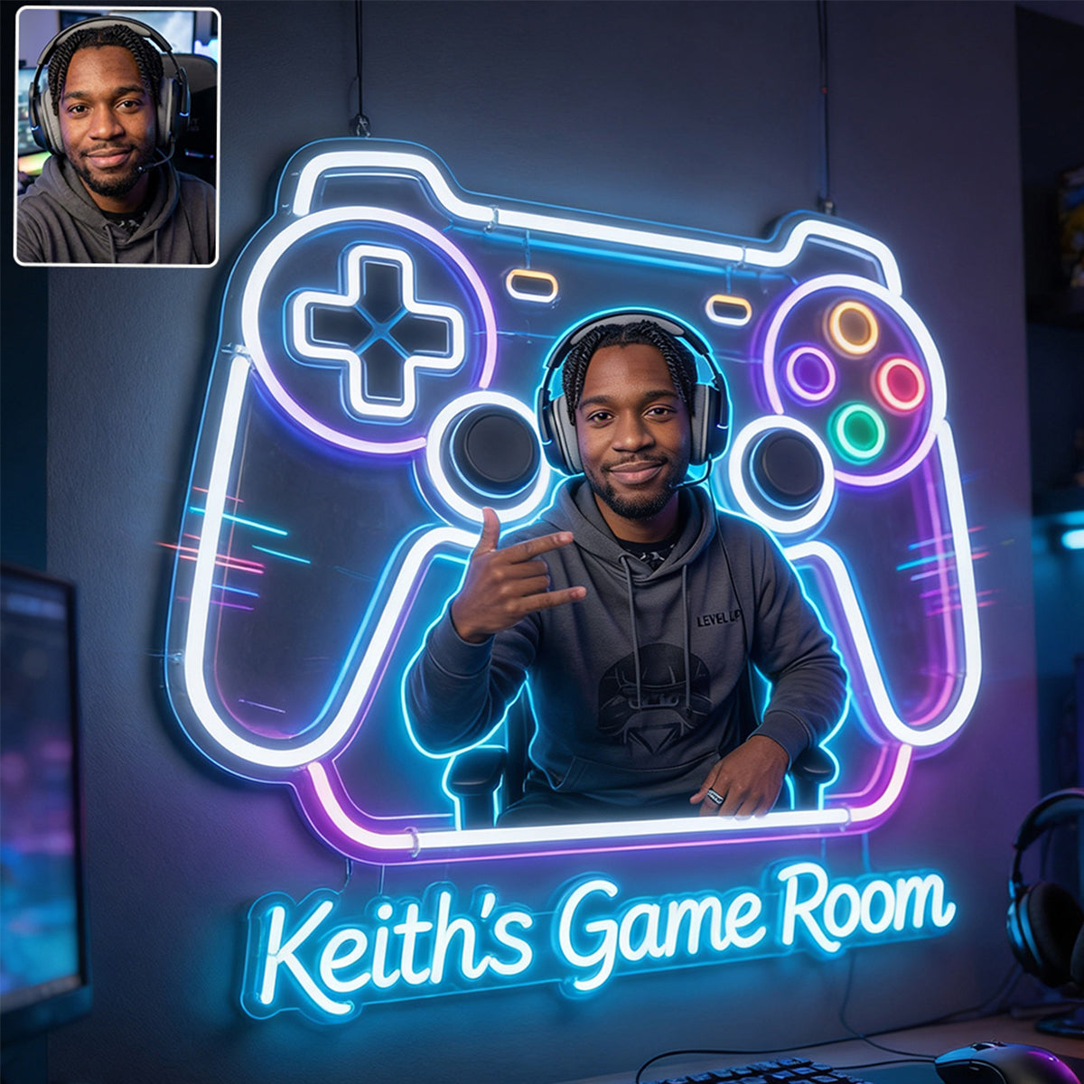 Gamer Room Decoration - Personalized Video Game LED Light Acrylic Sign