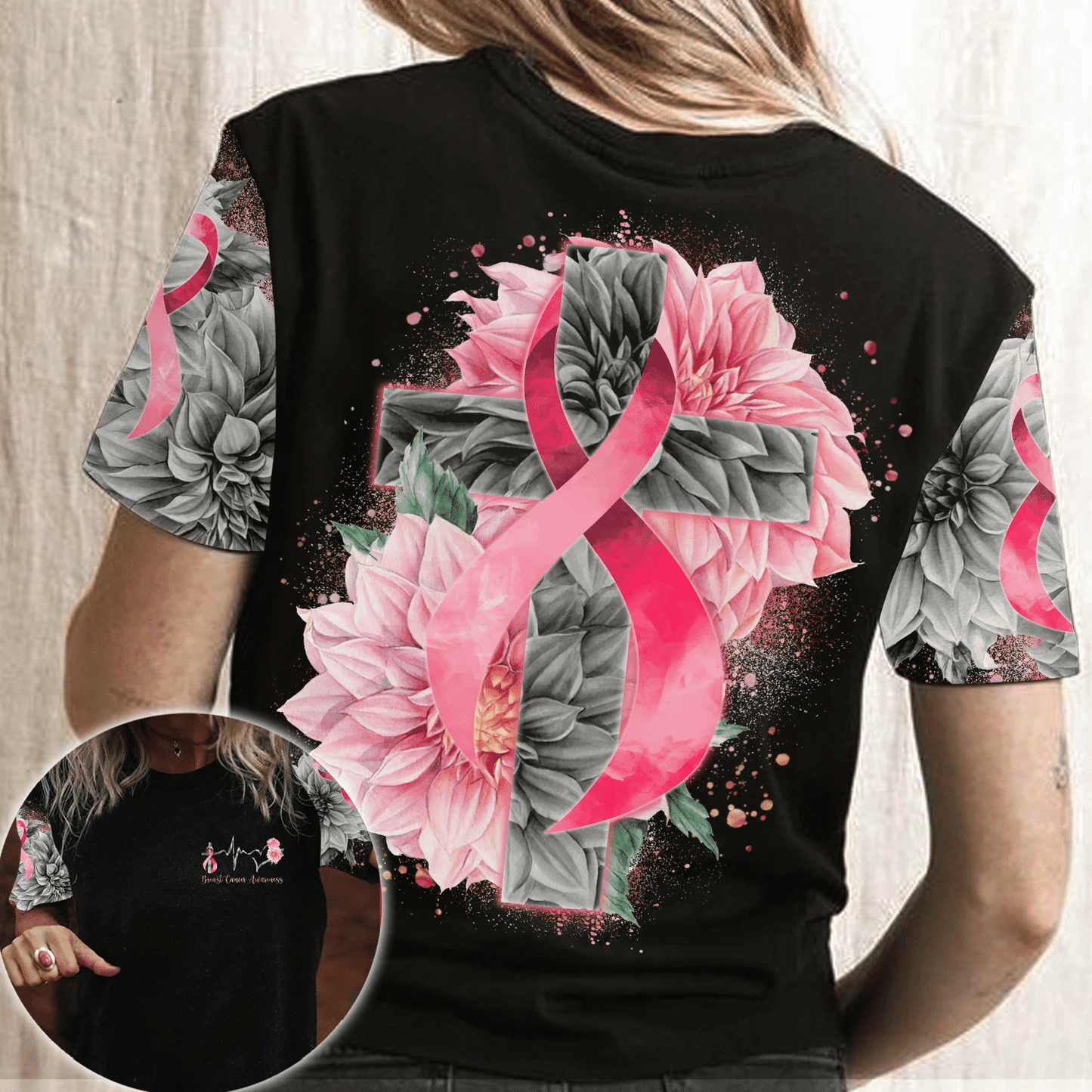 Heart Beat Pink Ribbon - Breast Cancer Awareness All Over T-shirt and Hoodie 0822
