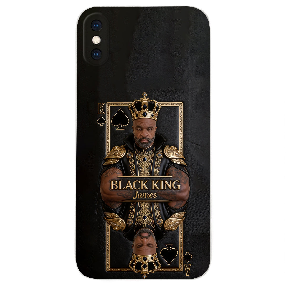Black King - Personalized African American 3D Embossed Leather Phone Case