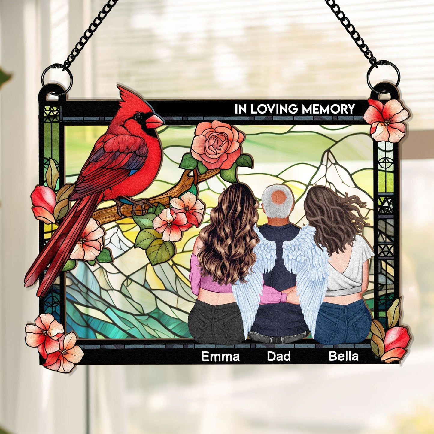 I Am Always With You Wood and Acrylic Layered Ornament – Cardinal and Angel Family Memorial Keepsake