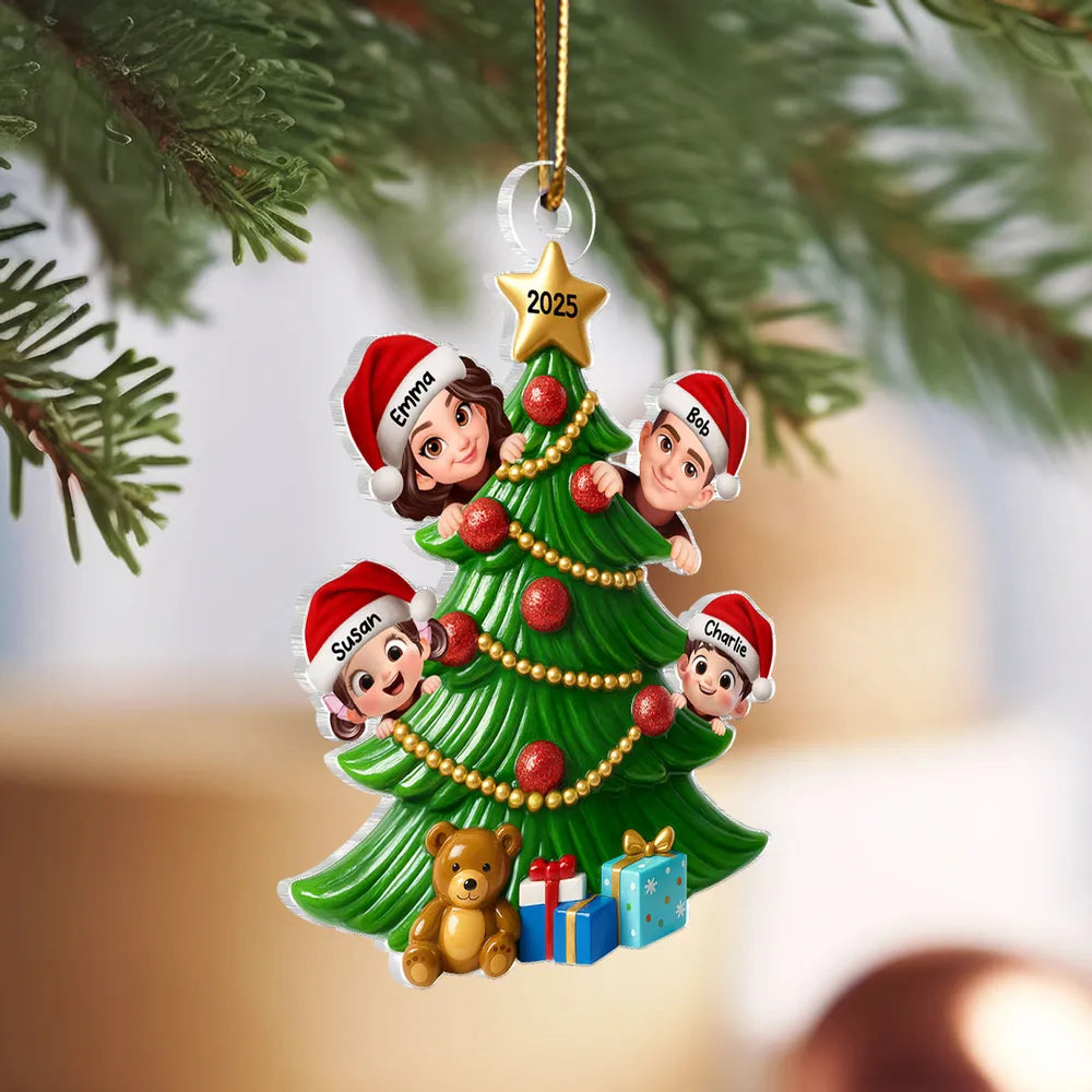 Christmas Tree Family Acrylic Ornament – Custom Christmas Decoration for Family