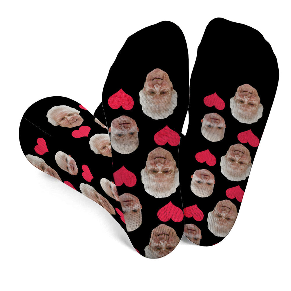 Custom Face Heart Pattern - Personalized Grandma Socks