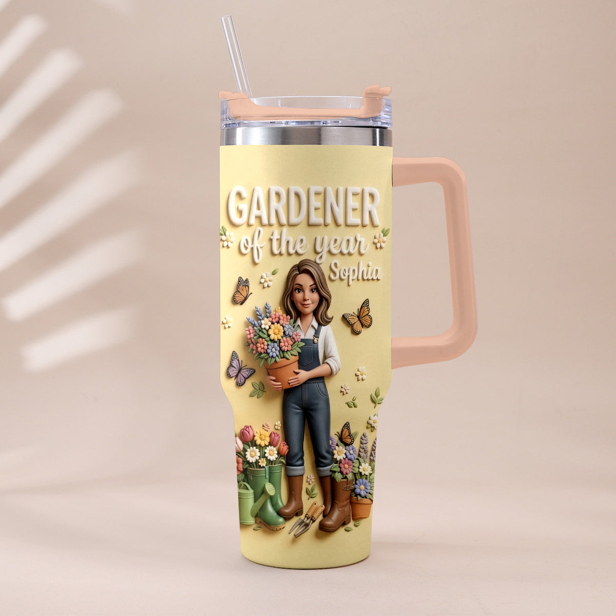 Gardener Of The Year - Personalized Gardening Tumbler With Plush Charm