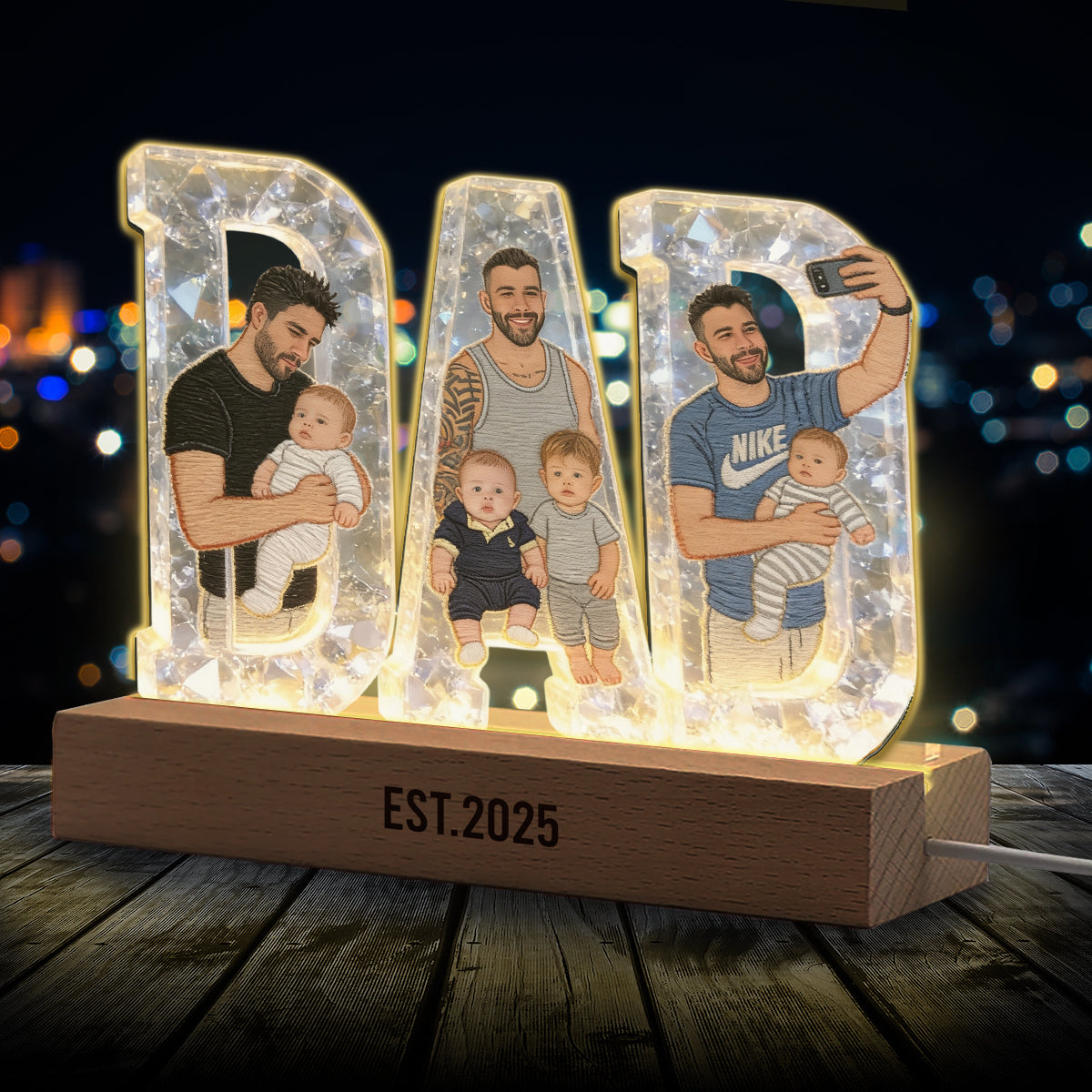 Best Dad Ever - Personalized Father Shaped Led Night Light