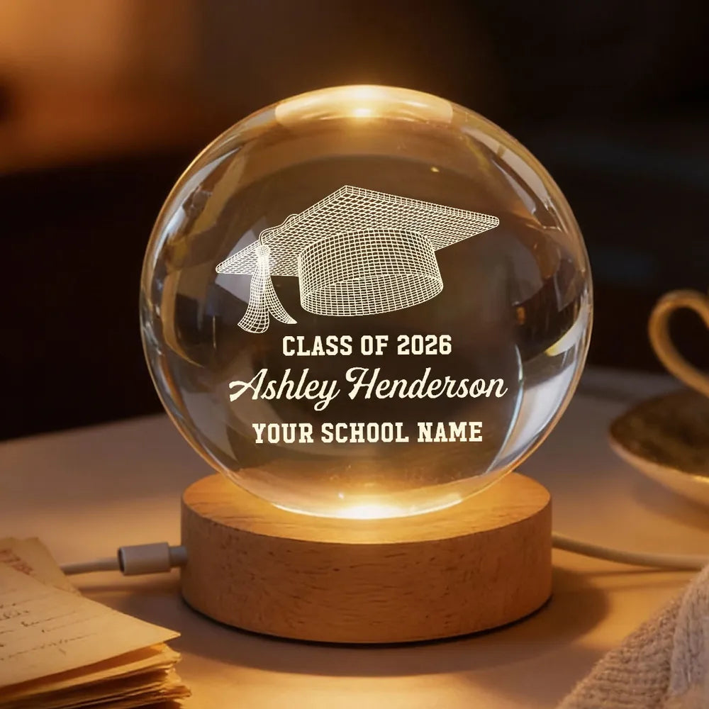 Class Of Graduation Globe Lamp Night Light, Personalized Warm Glow Desk Display, Thoughtful Gift for Grad
