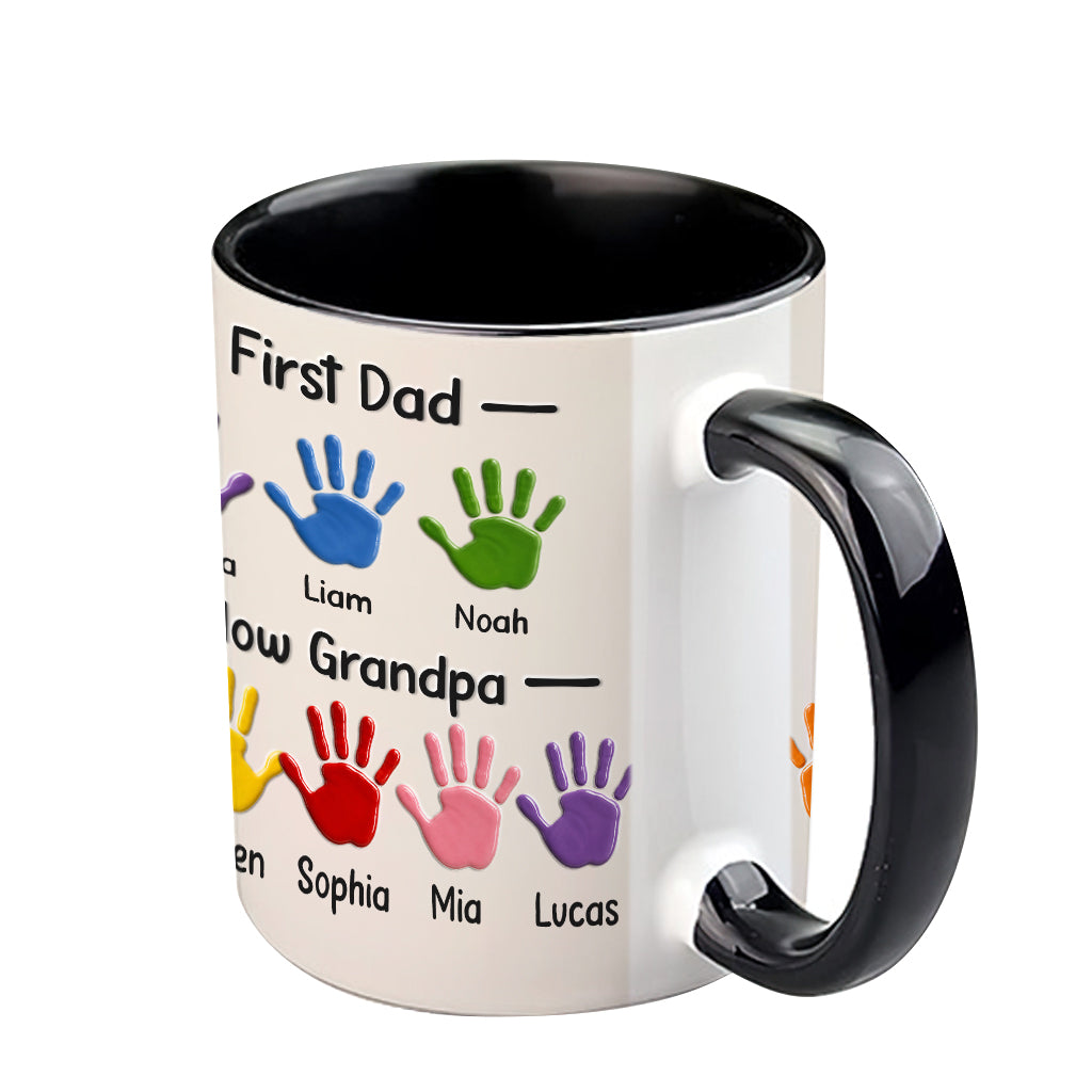 First Dad, Now Grandpa - Personalized Grandpa Accent Mug With Gift Box
