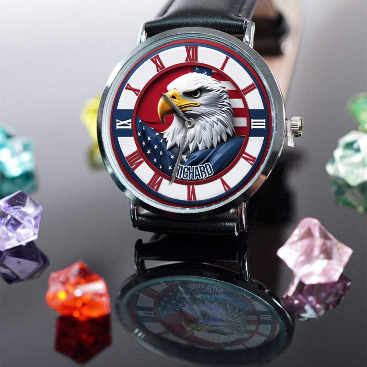 Home Of The Free - Personalized Bald Eagle Hand Watch