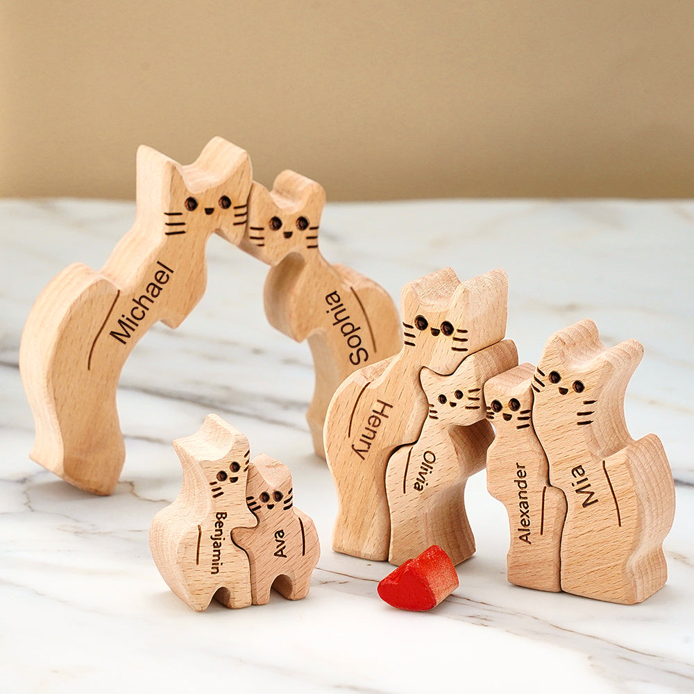 Cat Family - Personalized Family Wooden Puzzle