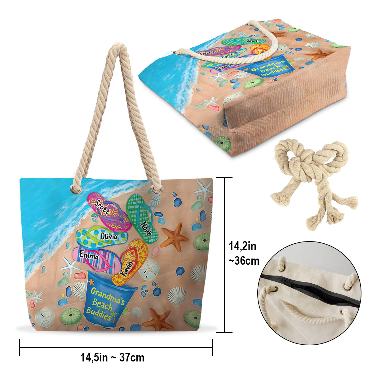 Grandma's Beach Buddies - Personalized Grandma Beach Bag