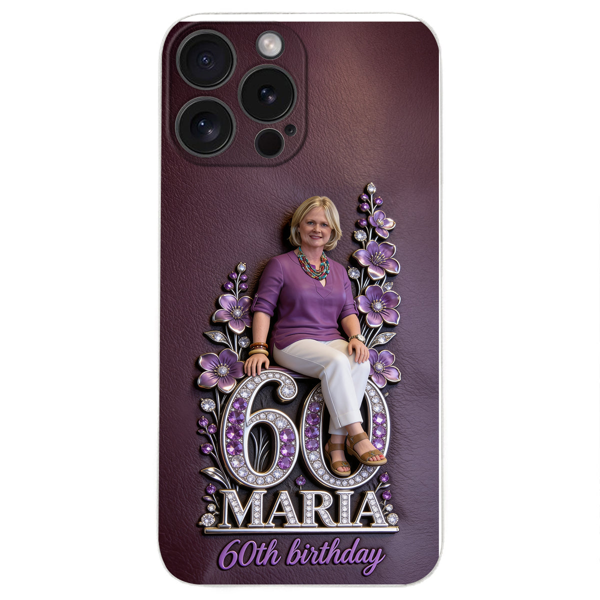 Custom Any Photo Perfect Gift For Mom, Grandma - Personalized Birthday 3D Embossed Leather Phone Case