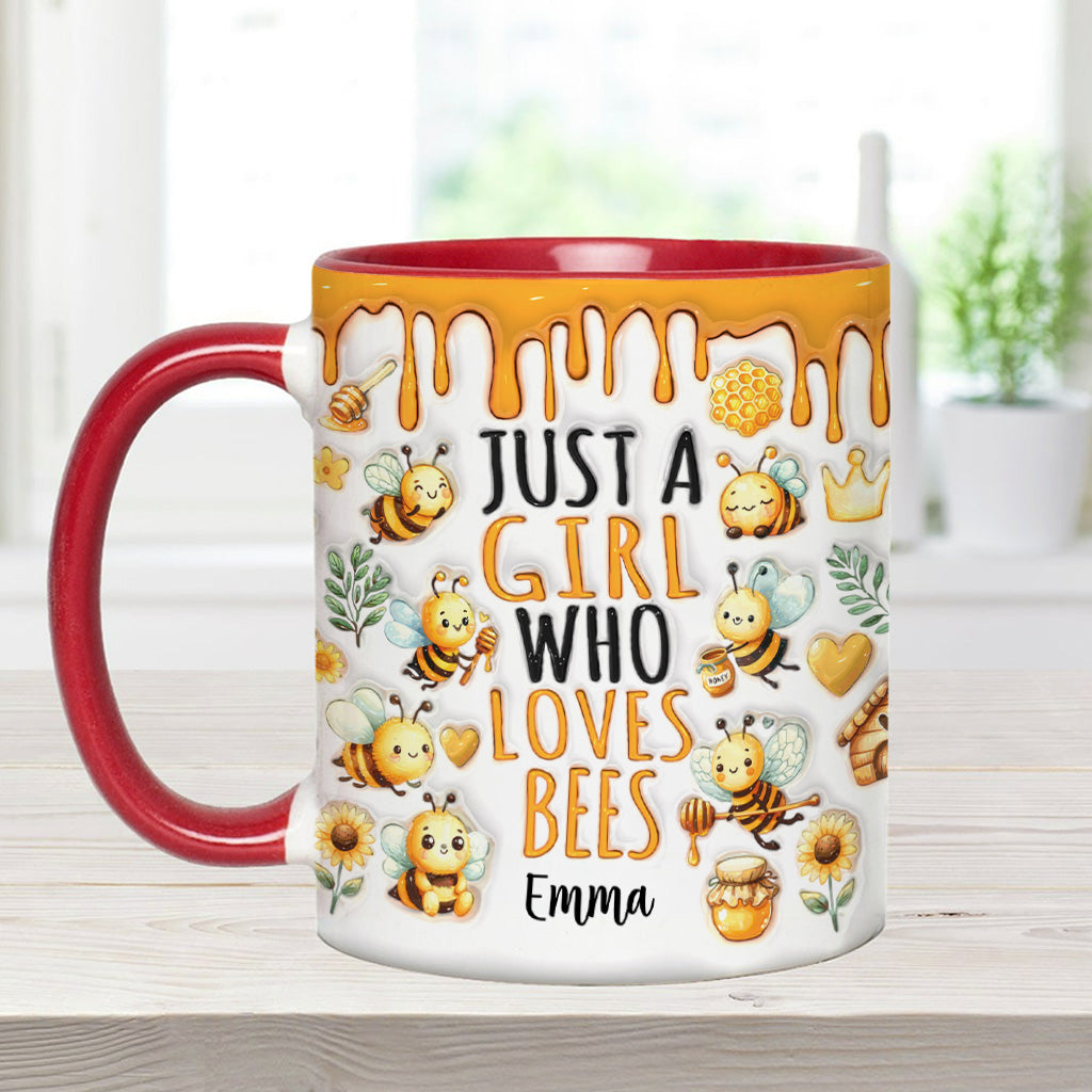 Just A Girl Who Loves Bees - Personalized Bee Accent Mug