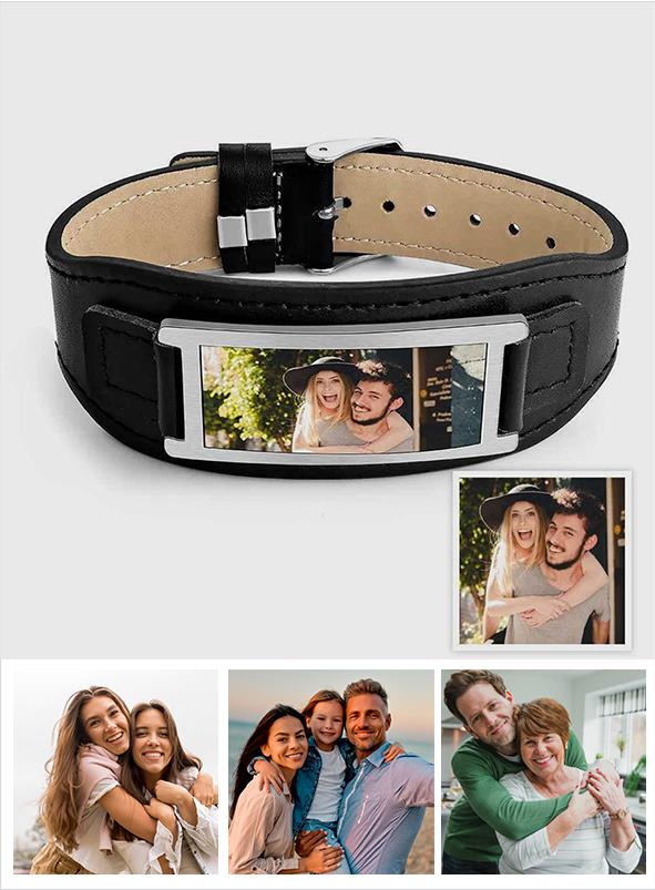 Any Photos - Personalized Photo Leather Bracelet