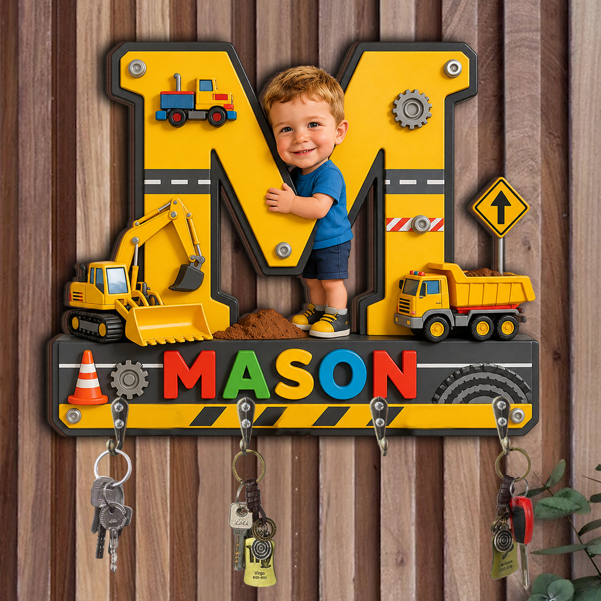 Alphabet Letter & Custom Photo And Theme - Personalized Kid Custom Shaped Hanging Rack