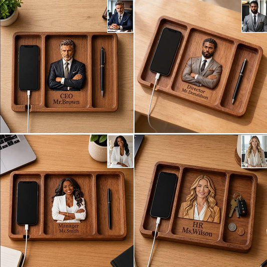 Desk Essentials - Personalized Colleague Wood Tray