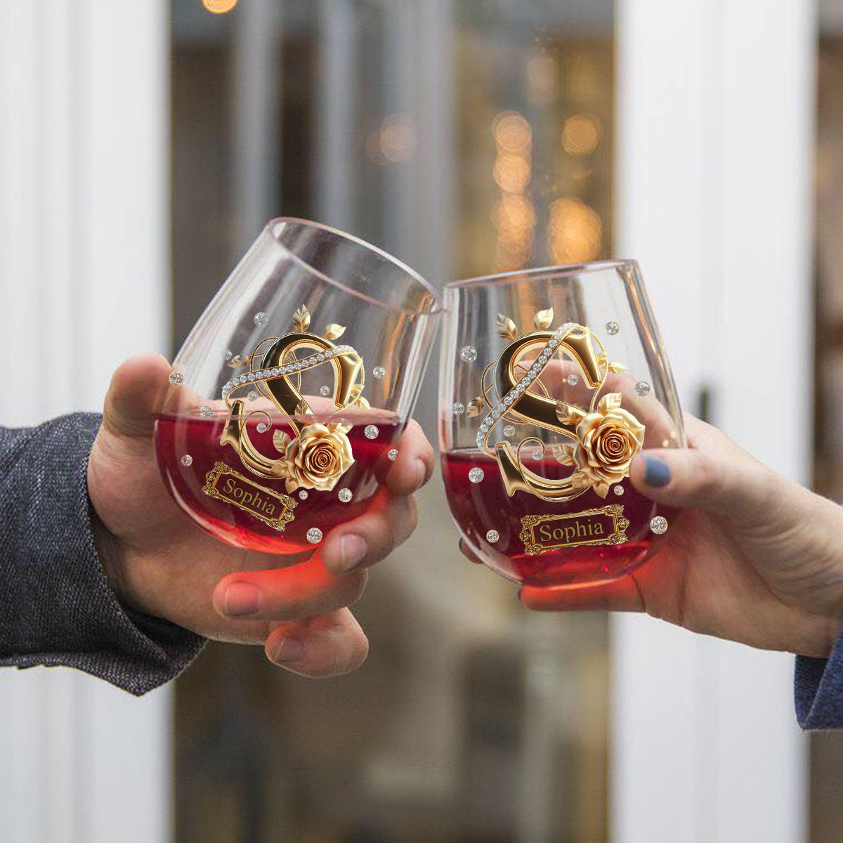 Alphabet Initial For Wine Lovers - Personalized Wine All Over Wine Glass