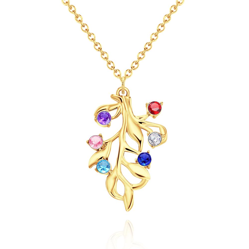 Family Birthstone - Personalized Family Diamond Tree Birthstone Necklace