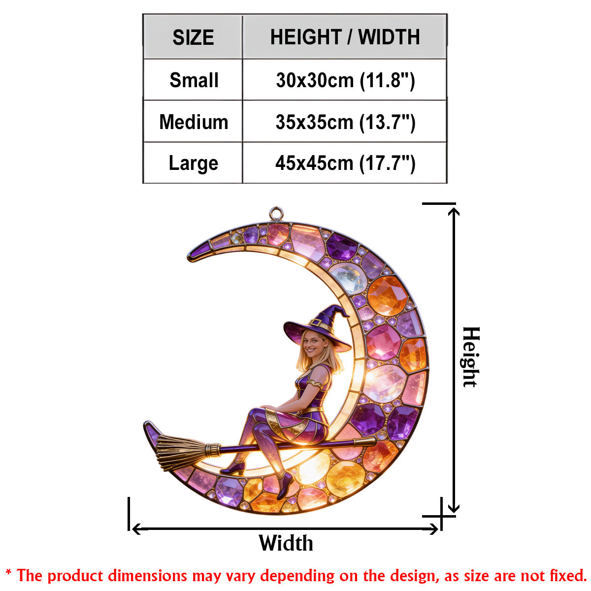 Beautiful Witch, Crescent Moon - Personalized Witch LED Light Acrylic Sign