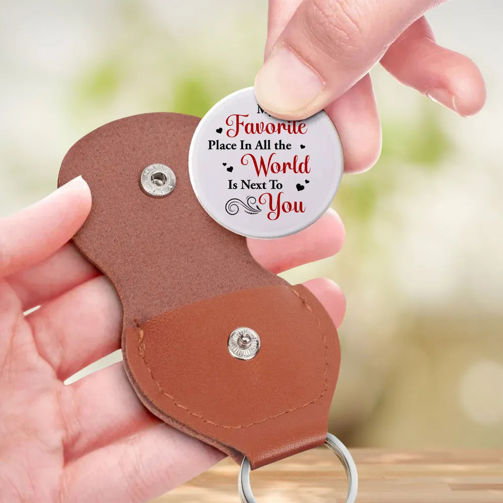 Personalized Pocket Hug Token with Holding Hands Sketch, My Favorite Place Quote, Unique Romantic Gift for Everyday Carry