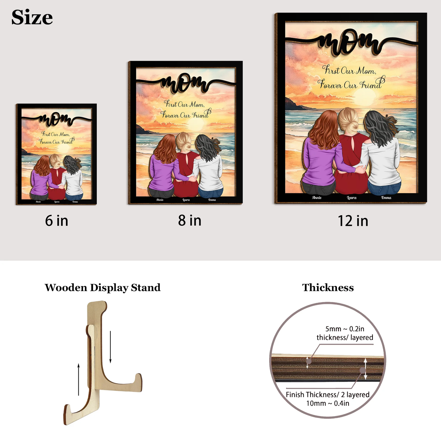 Mother and Daughters Forever Linked Together – Custom Plaque for Family Love and Memories