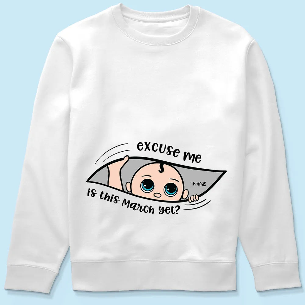 Funny Pregnancy T-Shirt – Customizable “Baby Is Coming” Women’s Tee, Hoodie & Sweatshirt, Perfect Gift for Moms-to-Be
