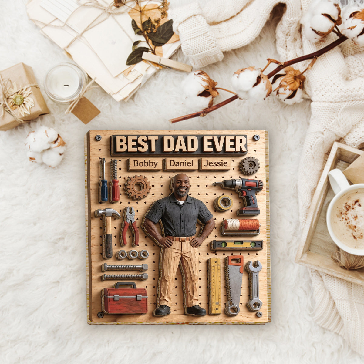 Dad Fixer Of All Things - Personalized Father 2 Layered Wood Sign / Wood Plaque