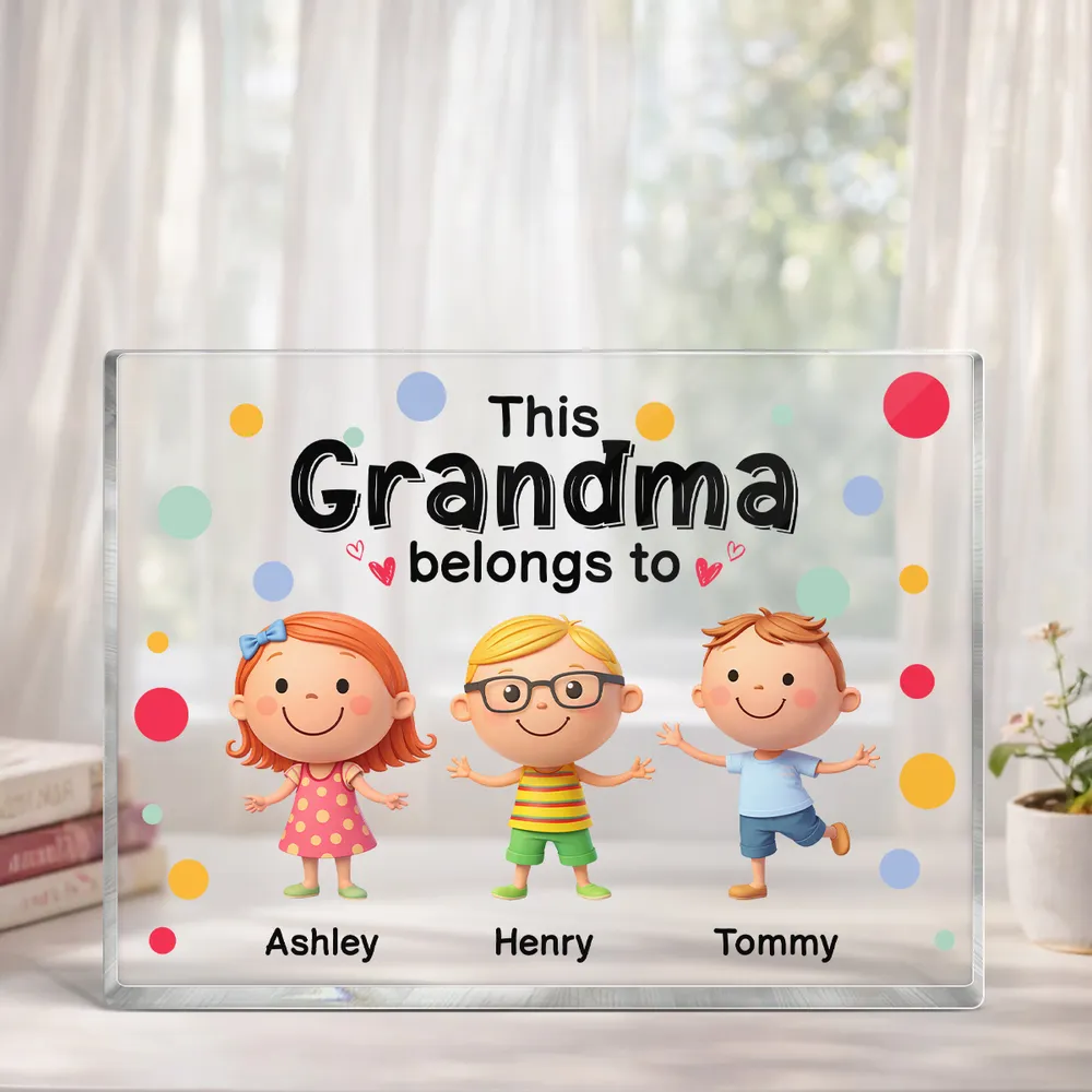Personalized Rectangle Acrylic Block Plaque 'This Nanny Belongs To' Cute Grandkids Desk Decor - Unique Gift for Grandma