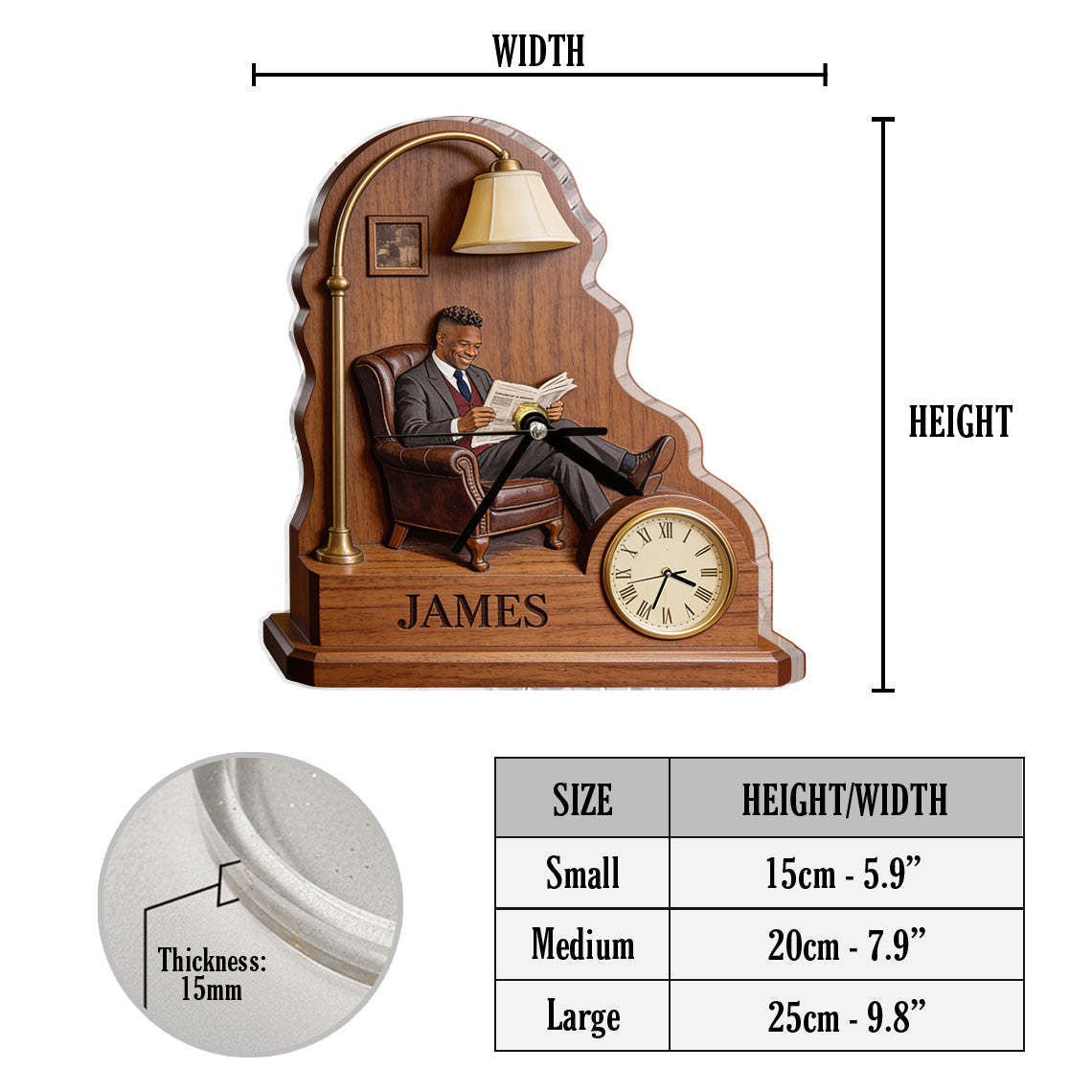Any Photo - Gift For Him - Personalized Luxury Desk Clock Plaque