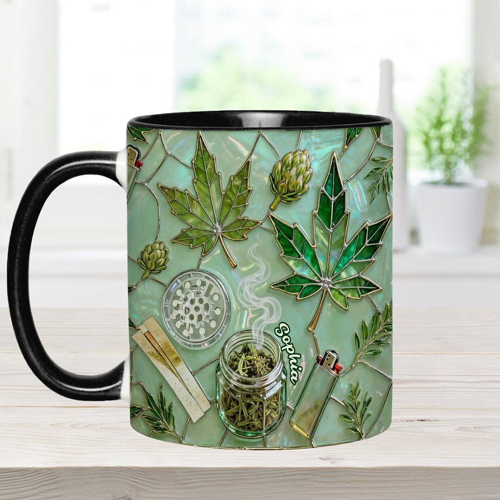 Green Magic Leaf - Personalized Weed Accent Mug & Coaster