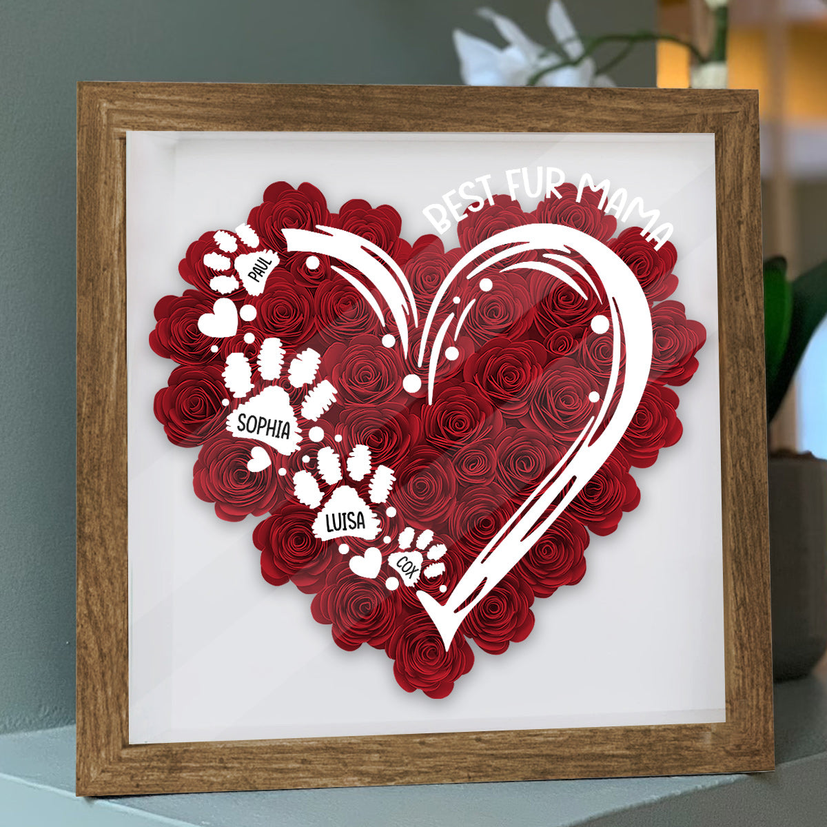 Best Fur Mom Ever - Personalized Dog Flower Shadow Box
