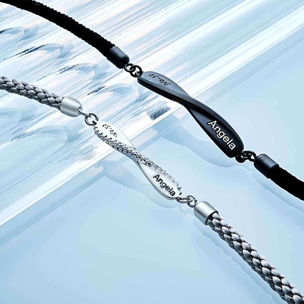 Any Names - Personalized Couple Engraved Mobius Couple Bracelet