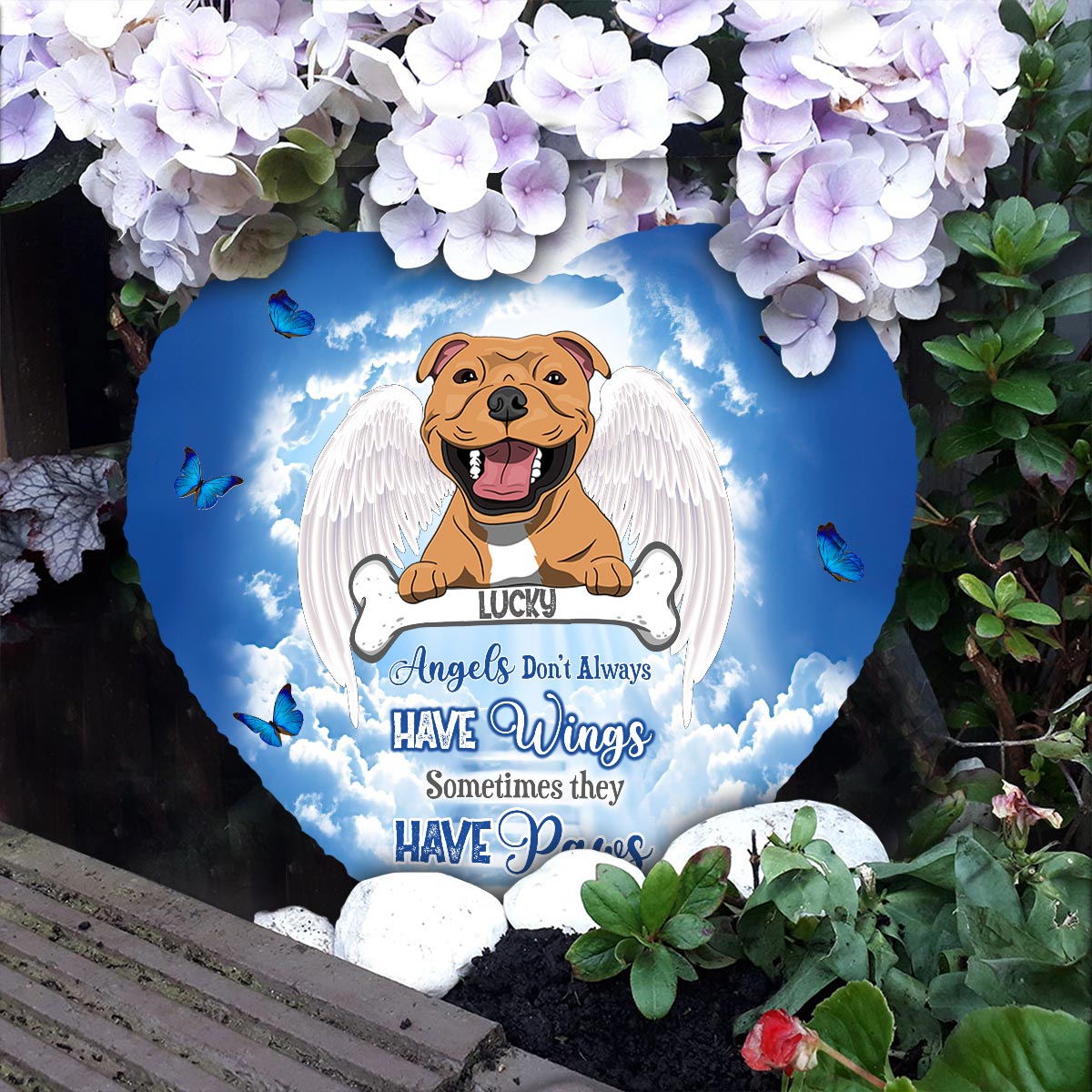 Angels Have Paws - Personalized Dog Heart Shaped Stone