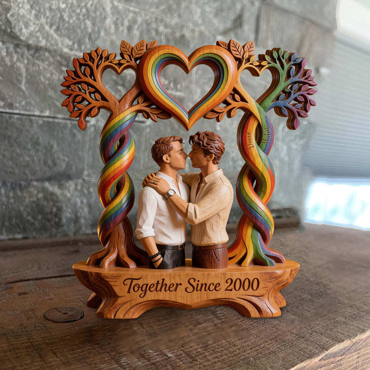 Custom Any Photo, Love Is Love - Personalized LGBT Support Custom Shaped Wood Plaque