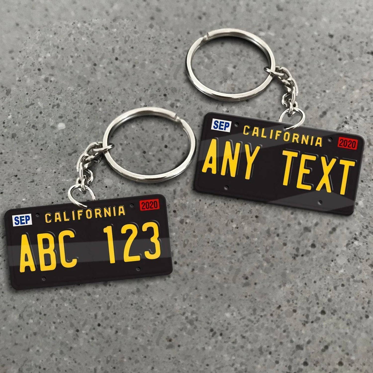 Golden State Charm - Custom California License Plate Keychain in Sleek Black Acrylic