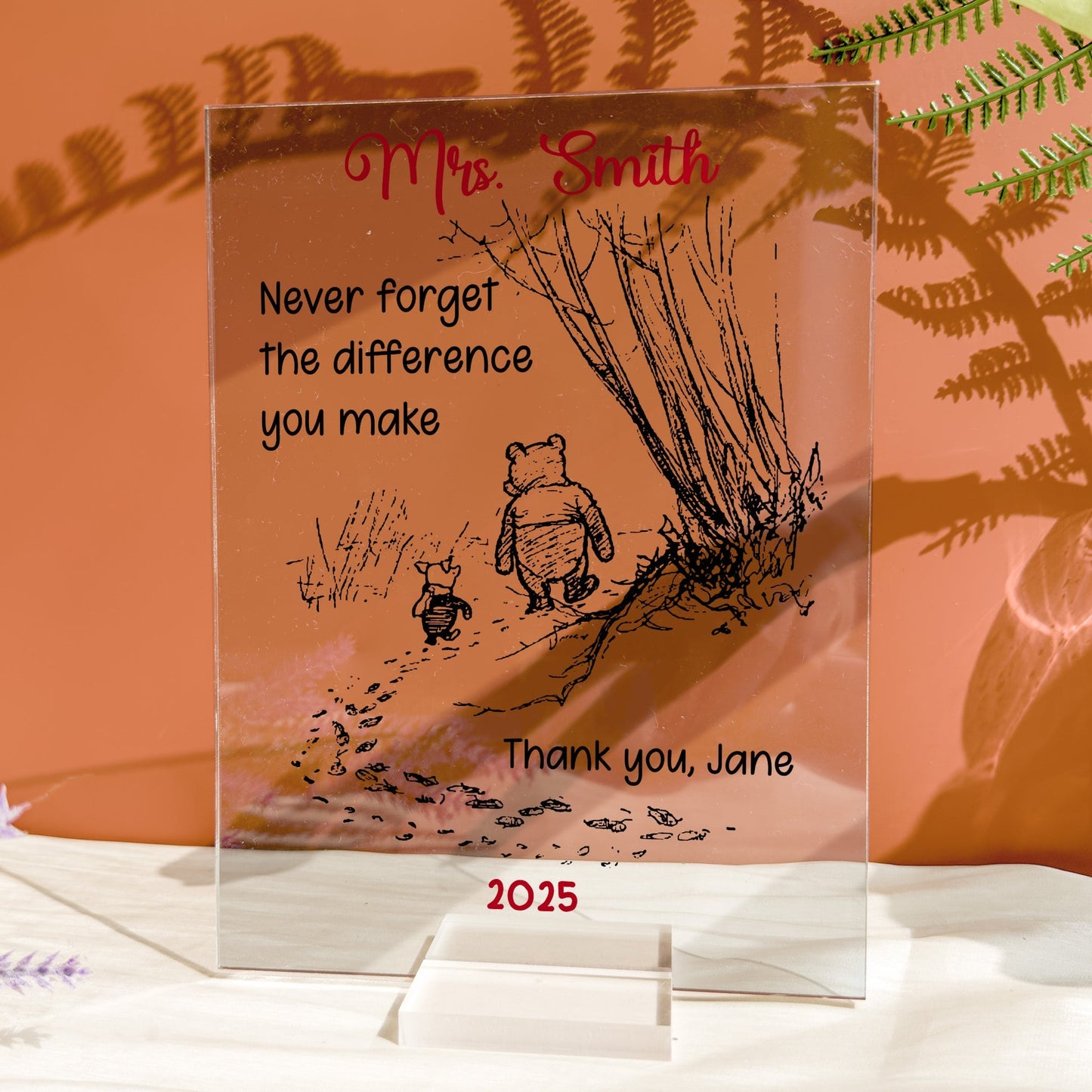 Custom Acrylic Plaque Keepsake, Heartfelt Never Forget the Difference You Make Message, Meaningful Appreciation Gift