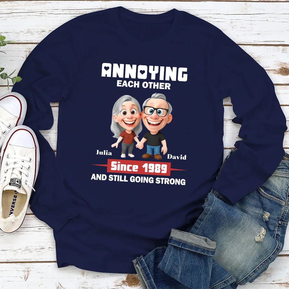 Personalized Classic Tee with Cute Couple Holding Hands - Annoying Each Other Fun Gift for Couples