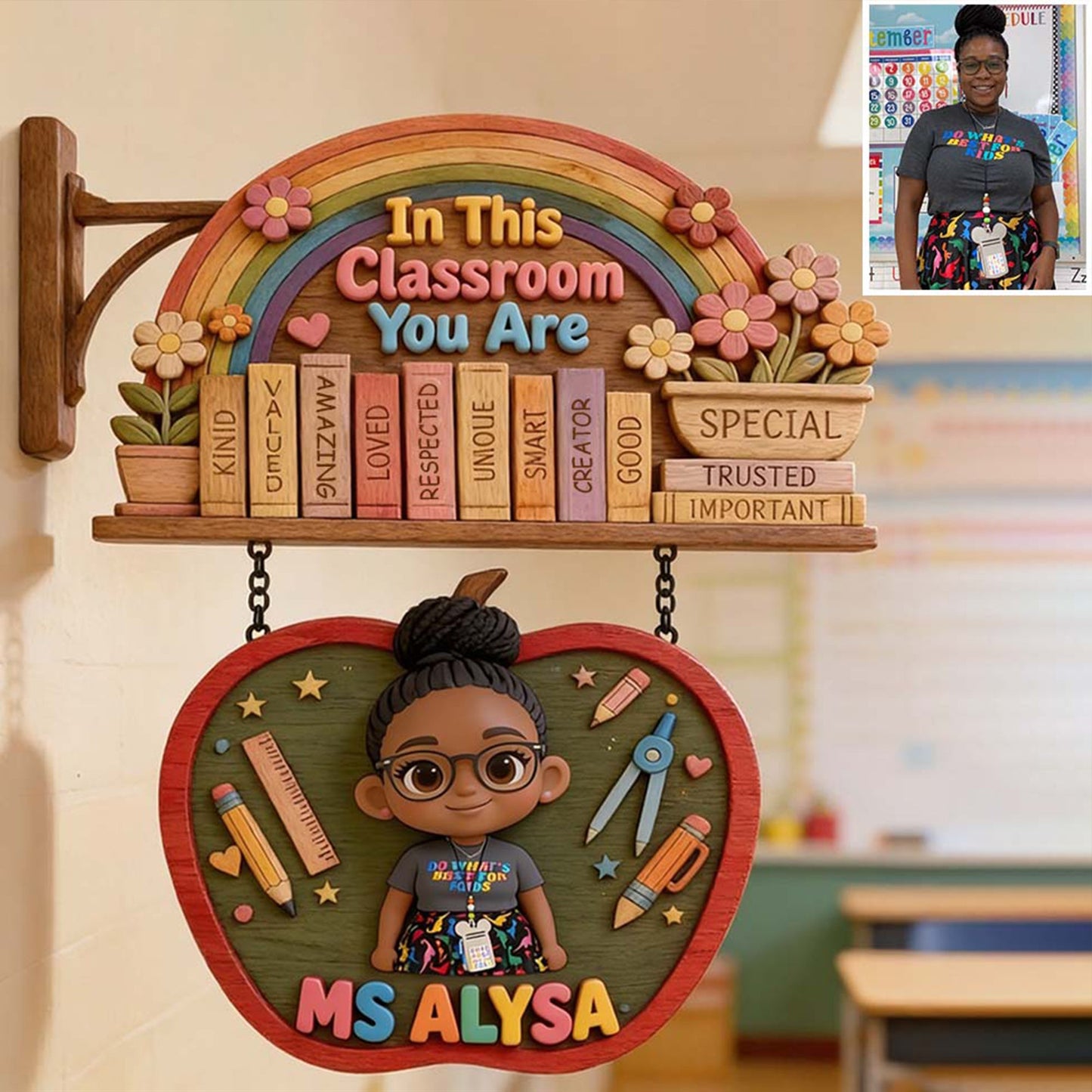 In This Classroom, You Are - Personalized Teacher Wooden Wall Mount Sign