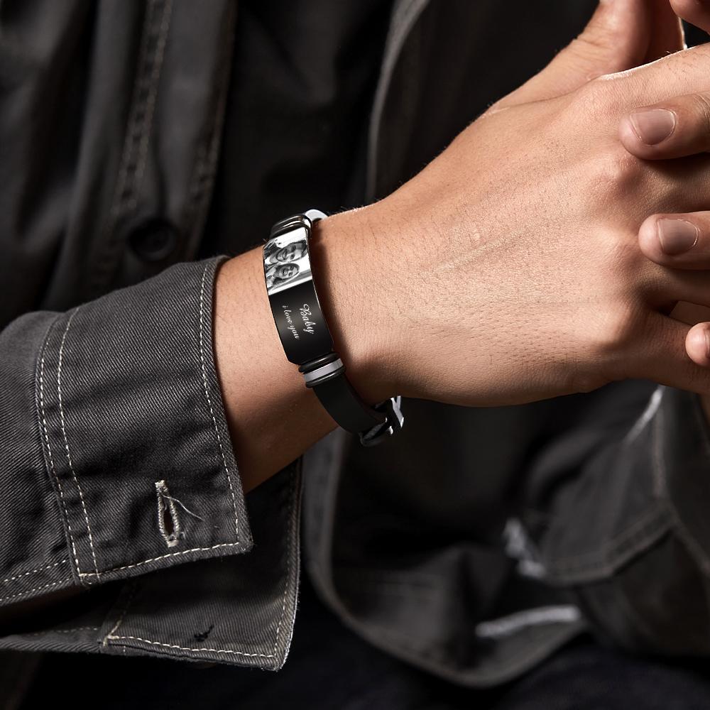 Any Photo And Message - Personalized Photo Engraved Bracelet