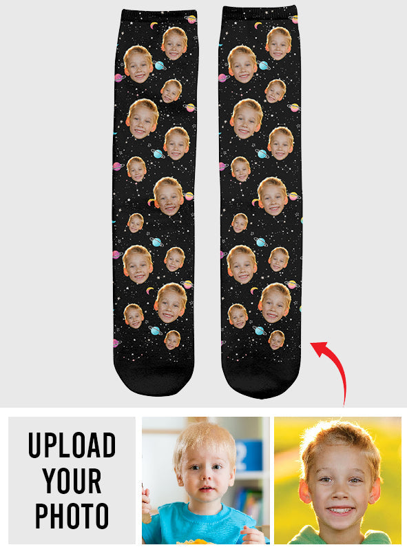 Custom Face Galaxy - Personalized grandson Socks