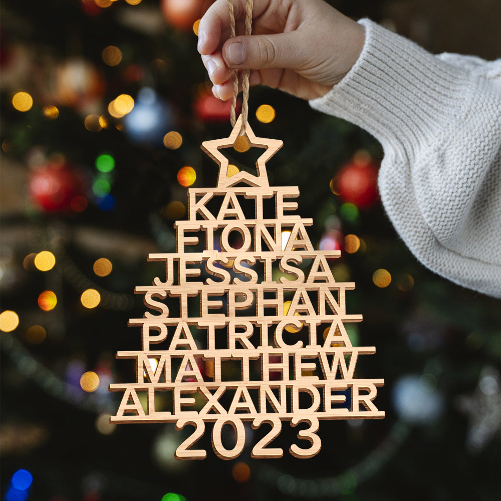 Any Name Christmas Tree - Personalized Family Any Name Christmas Tree Ornament