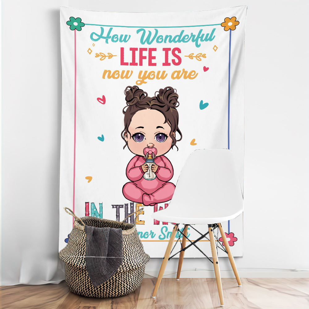 Baby Name Tapestry - Gift for Newborn - Personalized Wall Tapestry