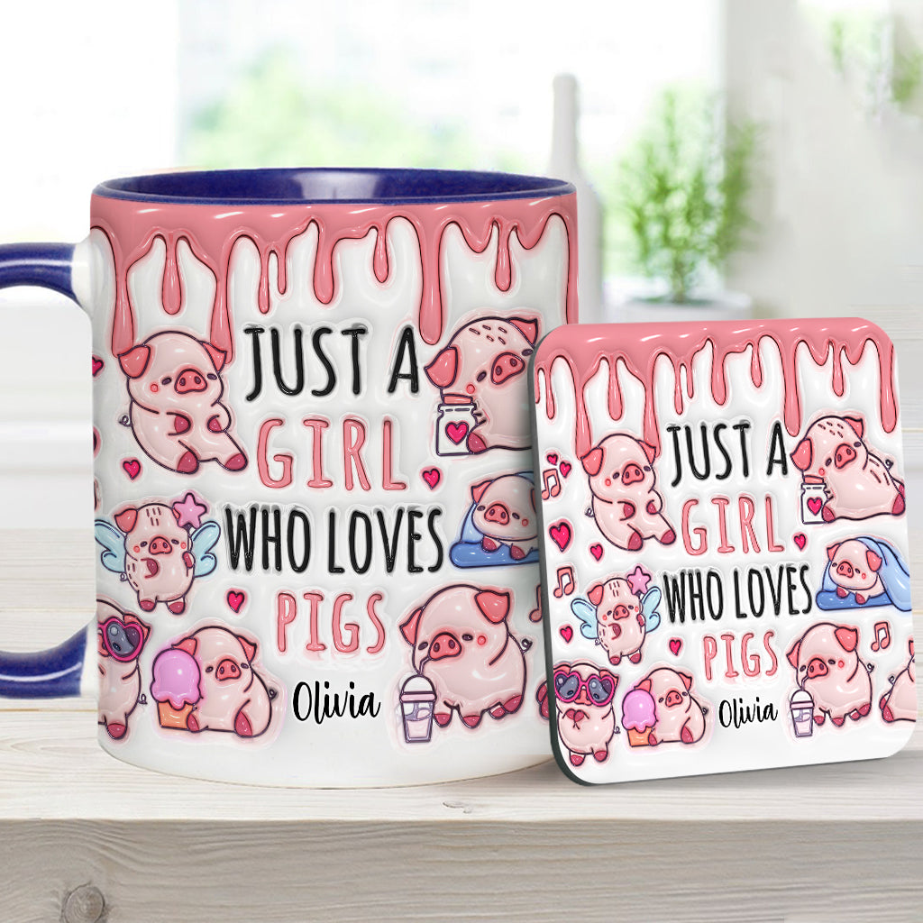 Just A Girl Who Loves Pigs - Personalized Pig Lover Accent Mug